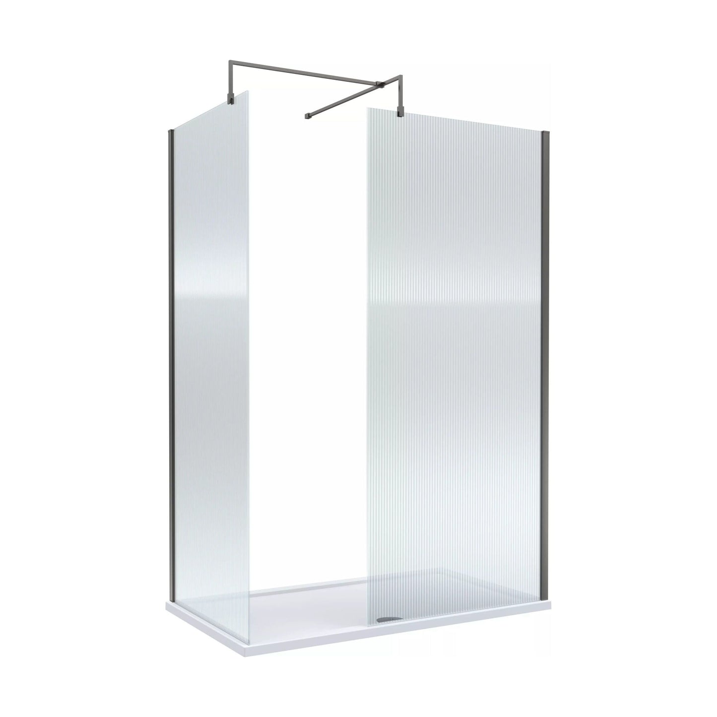 [BALW185023GM] Balterley 1400x800 Fluted Wetroom Screen, Tray & Waste - Cutout