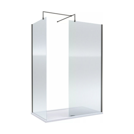 [BALW185023GM] Balterley 1400x800 Fluted Wetroom Screen, Tray & Waste - Cutout