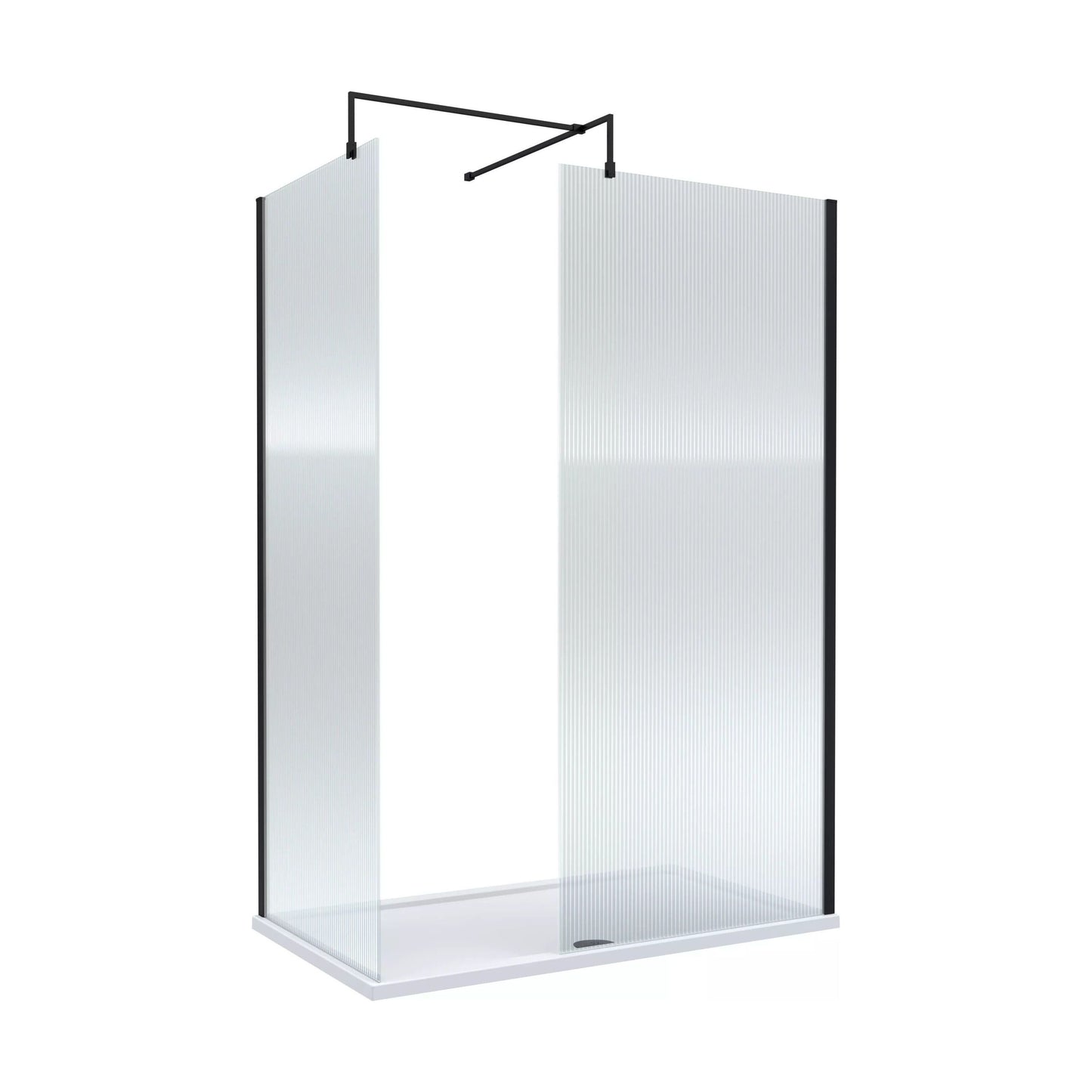 [BALW185023MB] Balterley 1400x800 Fluted Wetroom Screen, Tray & Waste - Cutout