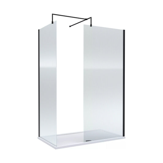 [BALW185023MB] Balterley 1400x800 Fluted Wetroom Screen, Tray & Waste - Cutout