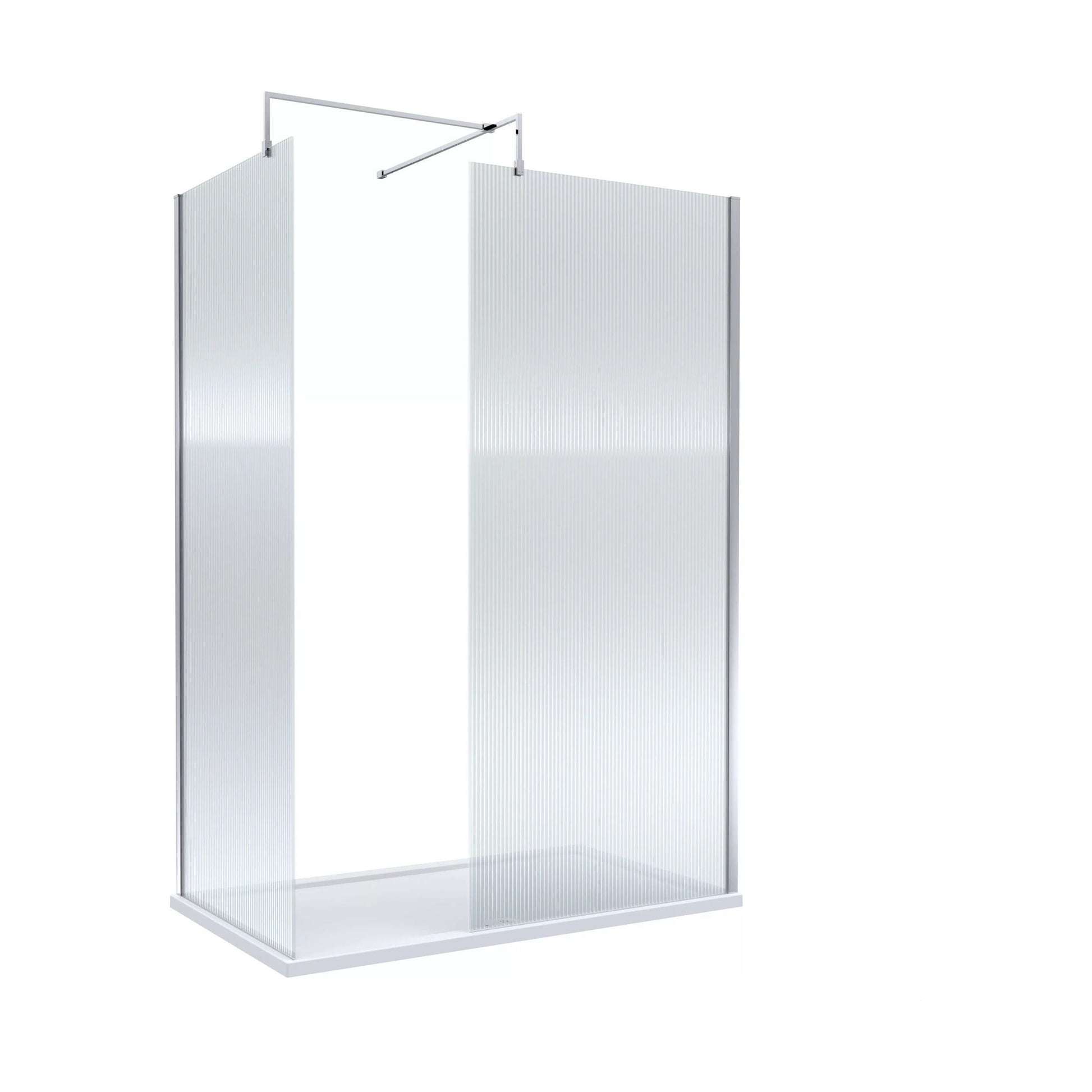 [BALW185023] Balterley 1400x800 Fluted Wetroom Screen, Tray & Waste - Cutout