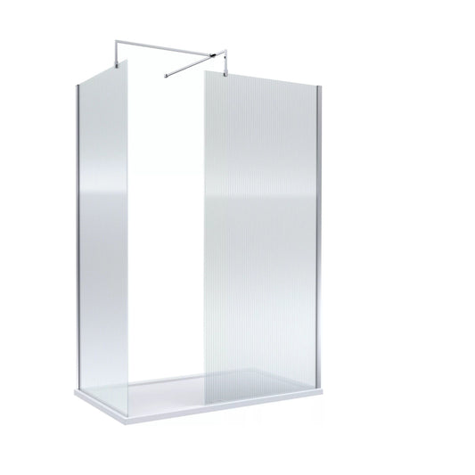 [BALW185023] Balterley 1400x800 Fluted Wetroom Screen, Tray & Waste - Cutout