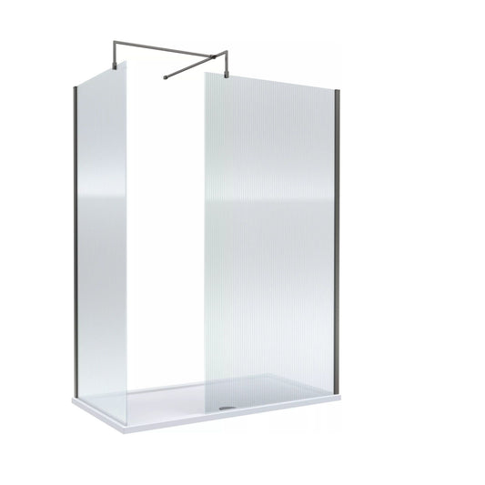 [BALW185024GM] Balterley 1500x800 Fluted Wetroom Screen, Tray & Waste - Cutout