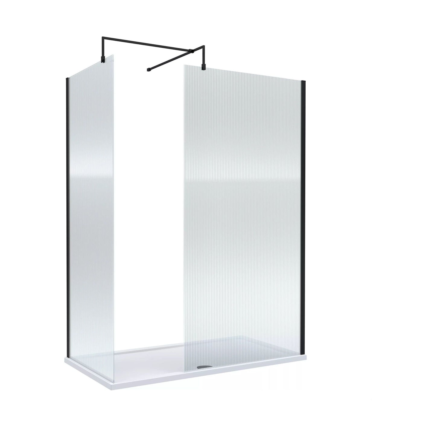 [BALW185024MB] Balterley 1500x800 Fluted Wetroom Screen, Tray & Waste - Cutout
