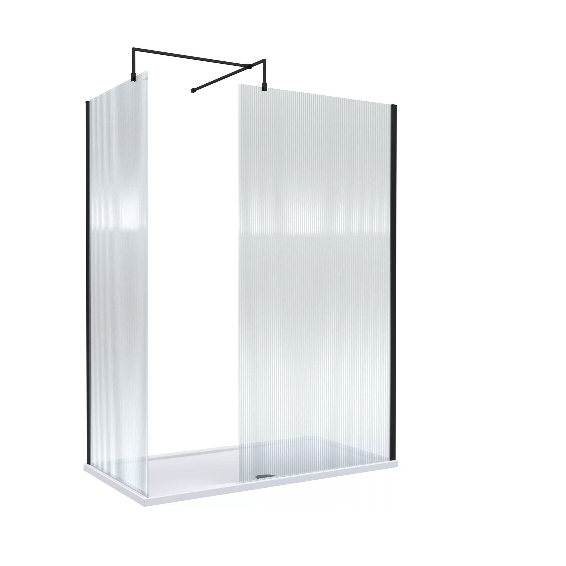 [BALW185024MB] Balterley 1500x800 Fluted Wetroom Screen, Tray & Waste - Cutout