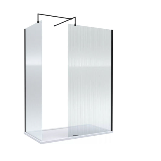 [BALW185024MB] Balterley 1500x800 Fluted Wetroom Screen, Tray & Waste - Cutout