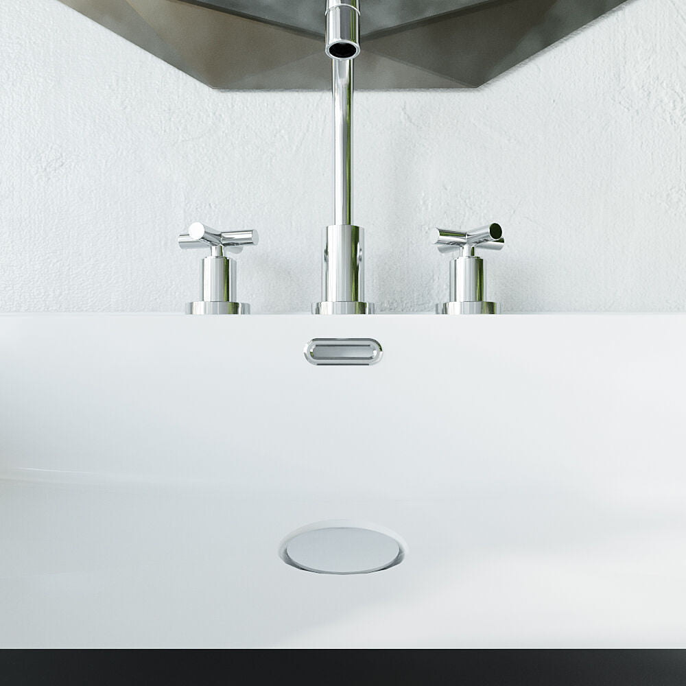 [BAOF01U] Ceramic Accessories Traditional Oval Overflow Cover - 50mm x 26mm - Chrome - Lifestyle 1