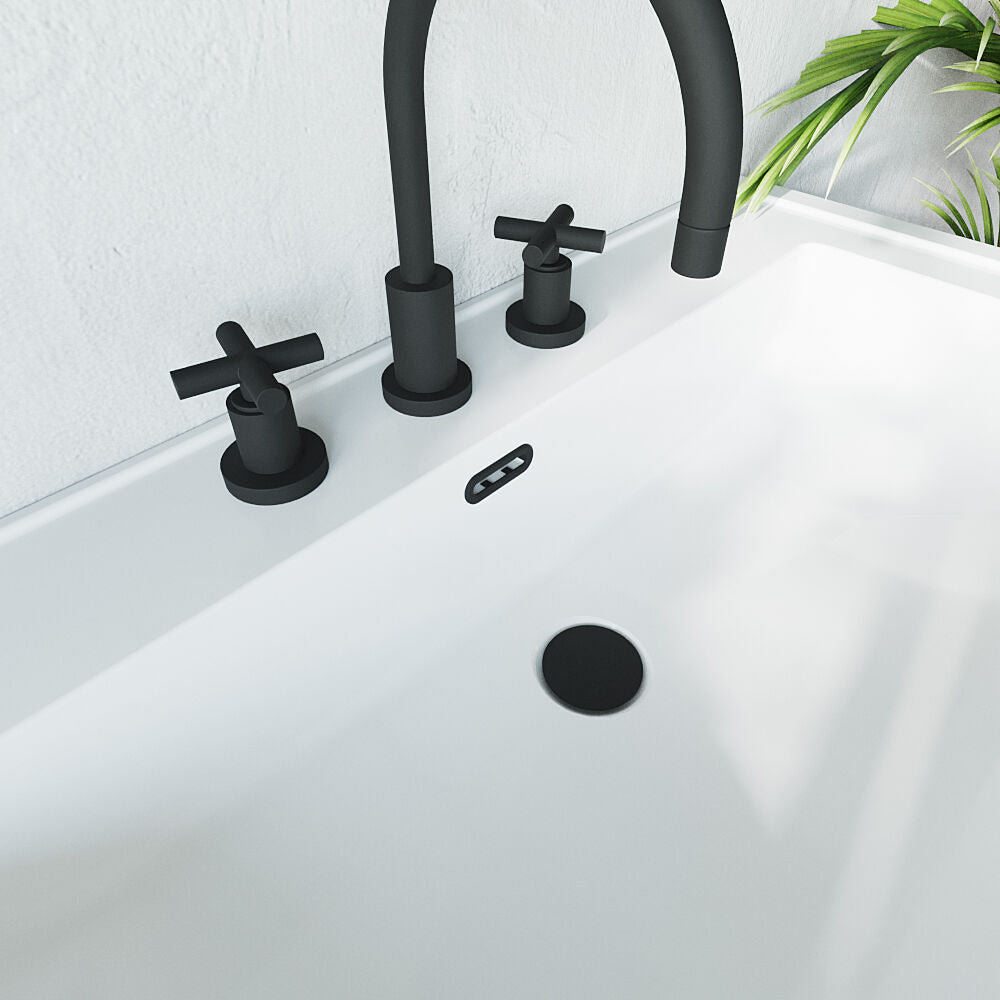 [BAOF02U] Ceramic Accessories Traditional Oval Overflow Cover - 50mm x 26mm - Matt Black - Lifestyle 2