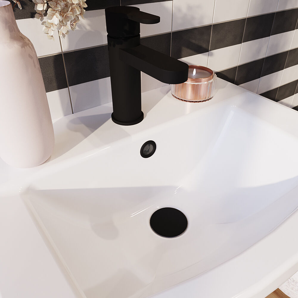 [BAOF02] Contemporary Ceramic Accessories Modern Round Basin Overflow Cover - Lifestyle 2