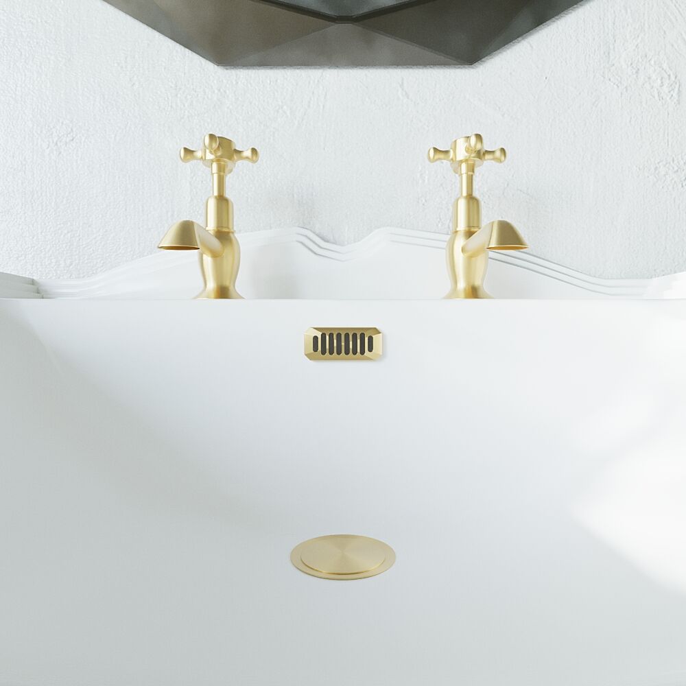 [BAOF03C] Ceramic Accessories Traditional Grill Overflow Cover - 26mm x 50mm - Brushed Brass - Lifestyle 1