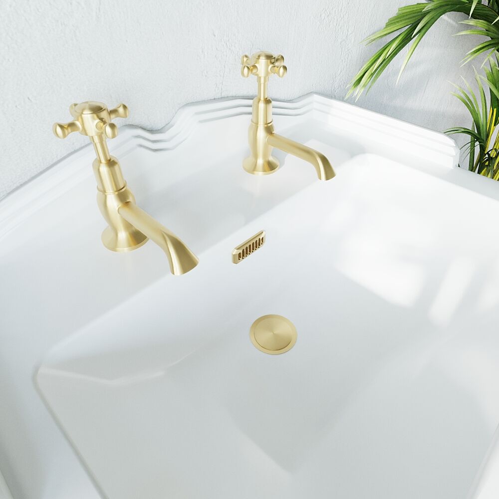 [BAOF03C] Ceramic Accessories Traditional Grill Overflow Cover - 26mm x 50mm - Brushed Brass - Lifestyle 2