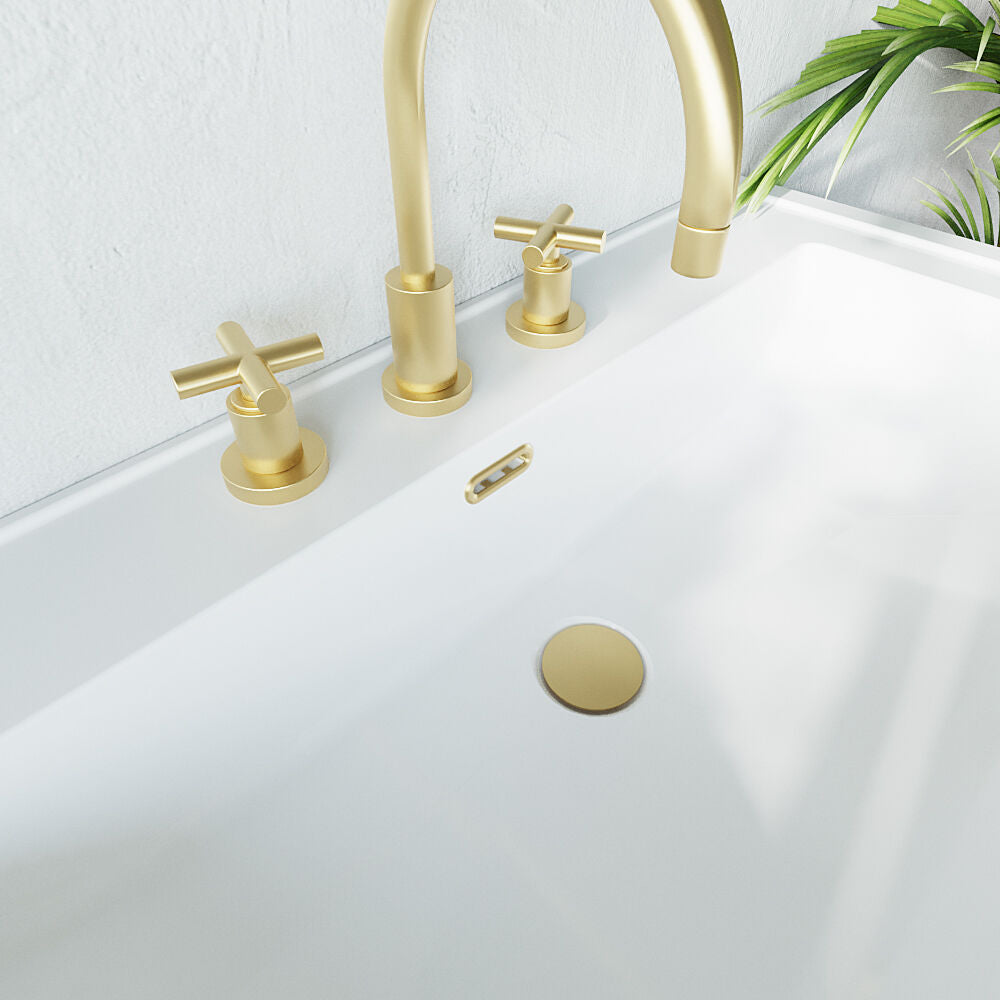 [BAOF03U] Ceramic Accessories Traditional Oval Overflow Cover - 50mm x 26mm - Brushed Brass - Lifestyle 2