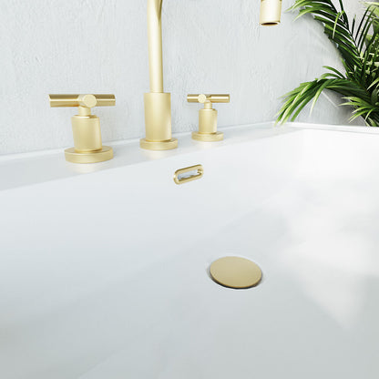 [BAOF03U] Ceramic Accessories Traditional Oval Overflow Cover - 50mm x 26mm - Brushed Brass - Lifestyle 3