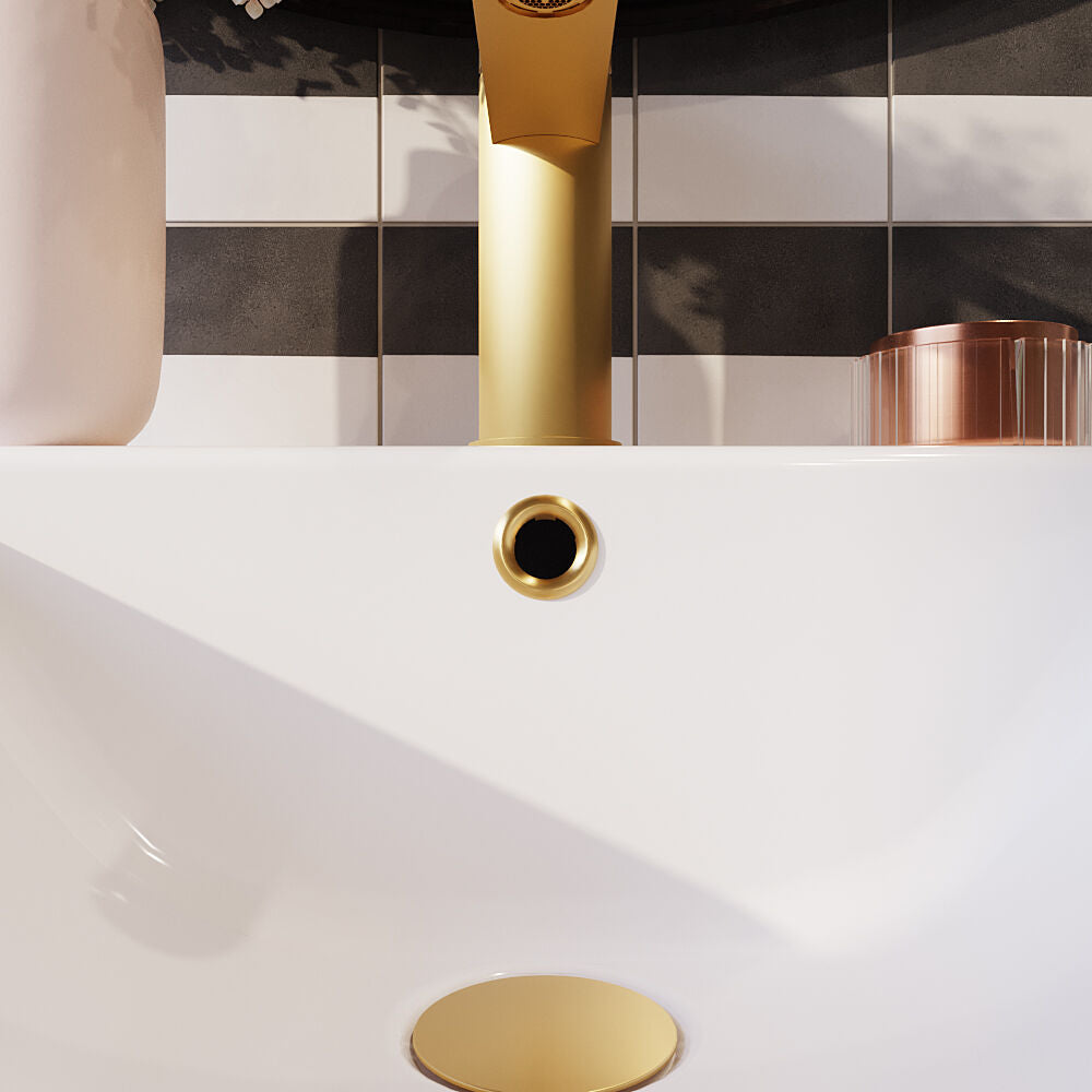 [BAOF03] Contemporary Ceramic Accessories Modern Round Basin Overflow Cover - Lifestyle 1