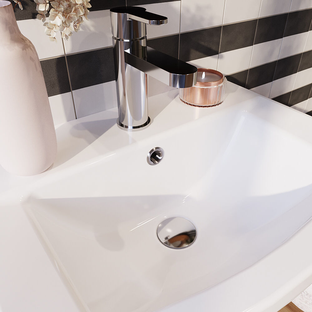 [BAOF07] Contemporary Ceramic Accessories Modern Round Basin Overflow Cover - Lifestyle 2
