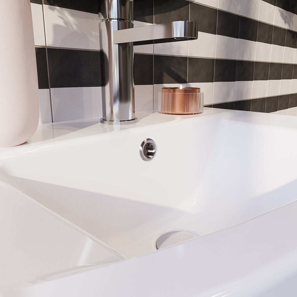 [BAOF07] Contemporary Ceramic Accessories Modern Round Basin Overflow Cover - Lifestyle 3