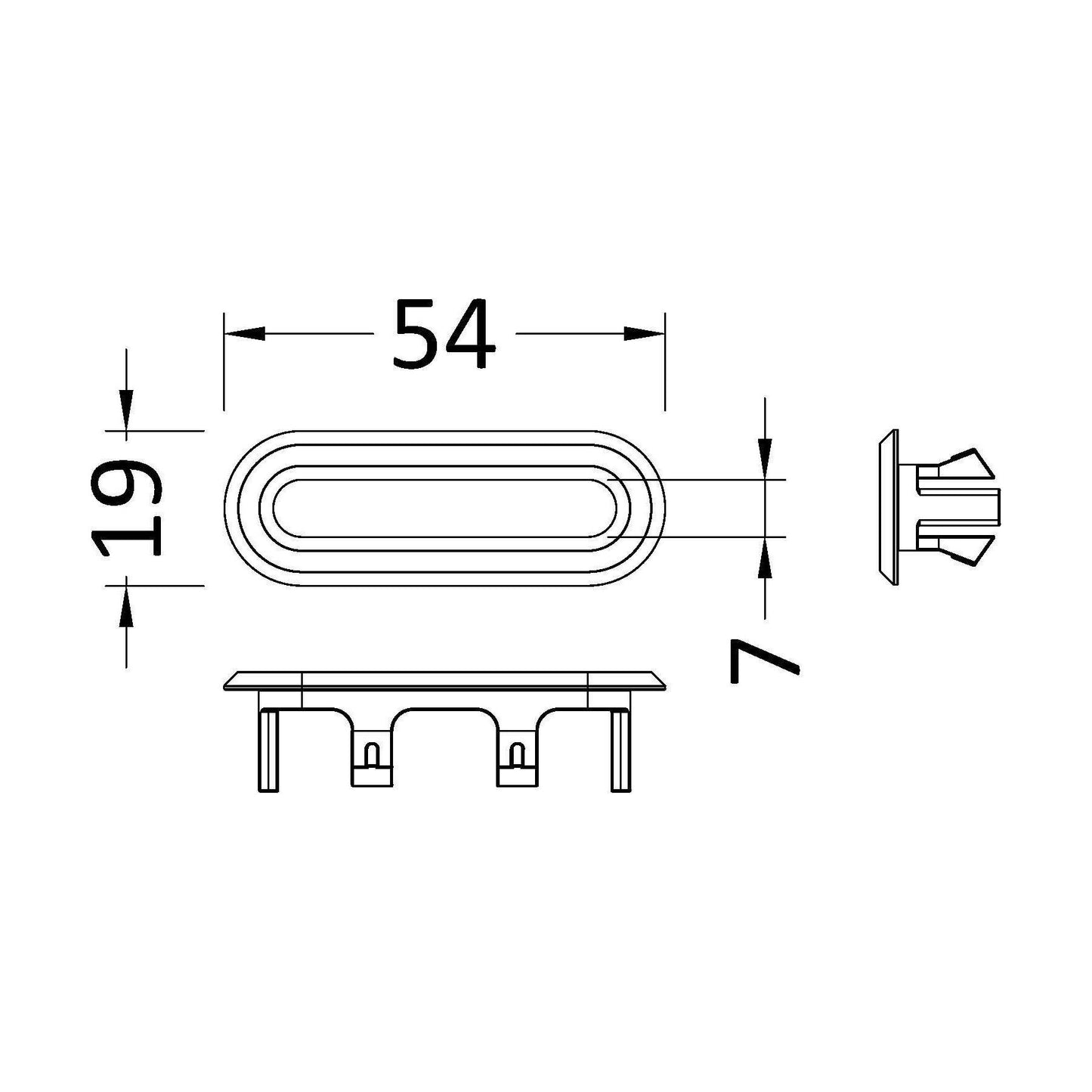 [BAOF15U] Oval Overflow Cover - Technical Drawing