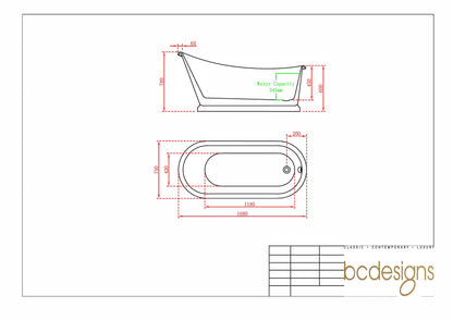 BC Designs Sanded 1680mm Freestanding Bath
