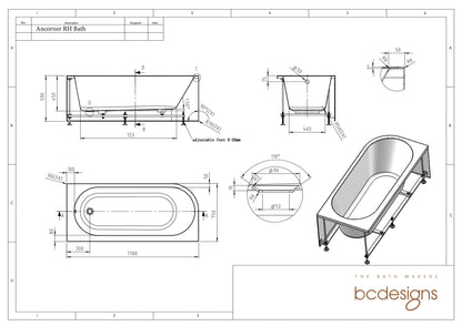 BC Designs Ancorner 1700mm Right-Hand Corner Bath