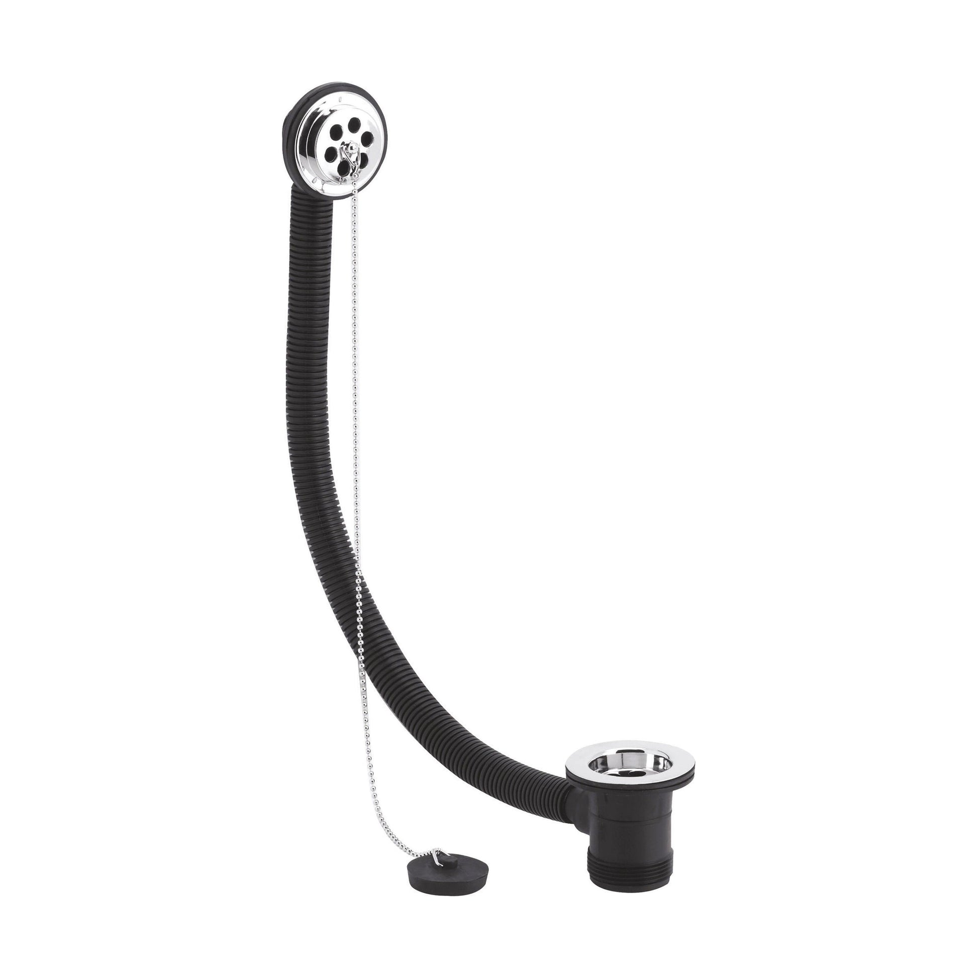 [BASB309] Balterley Bath Waste with Overflow & Poly Plug Chain, Fits Baths up to 5mm, Durable Design, 70mm x 76mm - Chrome - Cutout