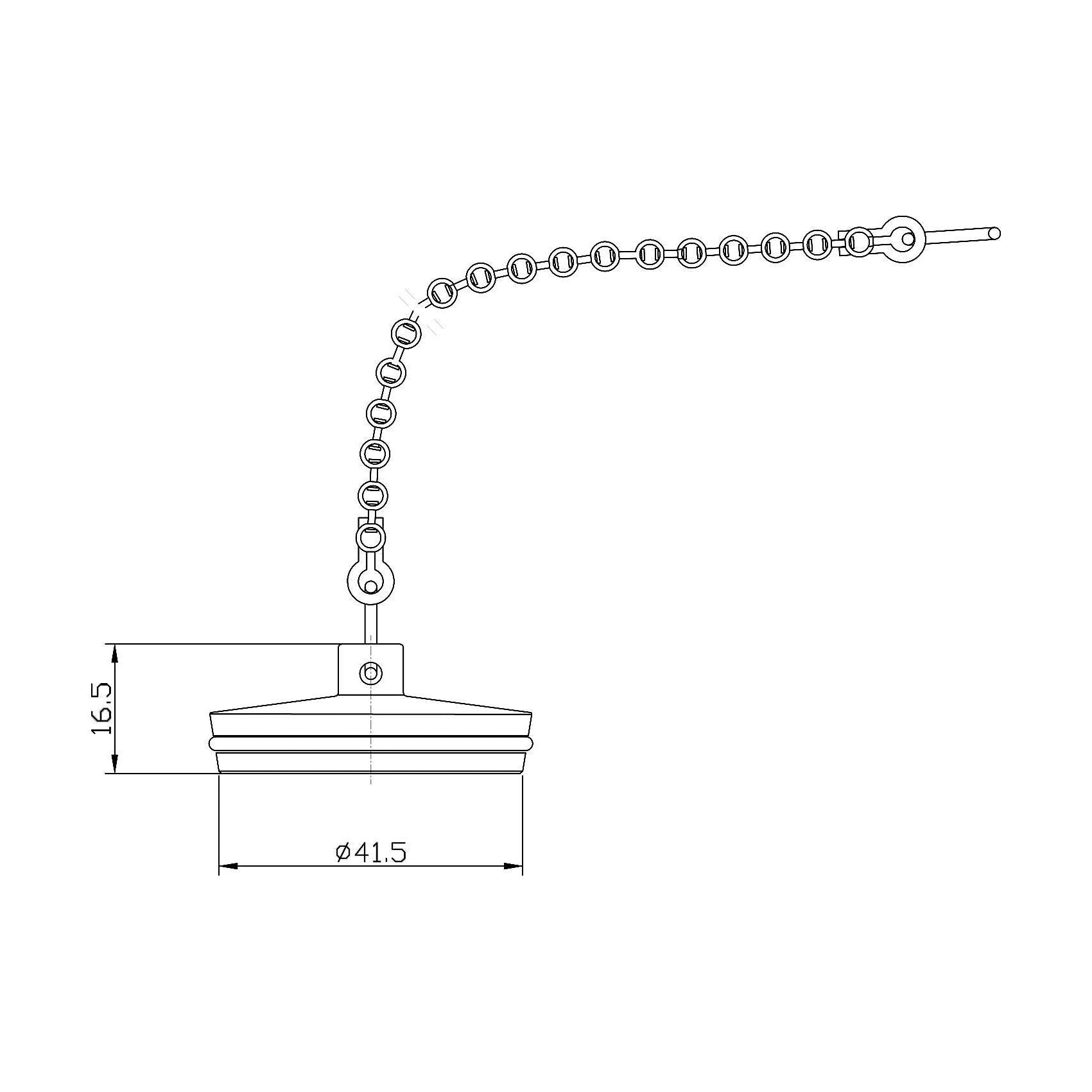 [BASB315] Balterley Bath Plug with Ball Chain, Durable 17mm x 42mm Design - Polished Chrome Finish - Technical Drawing