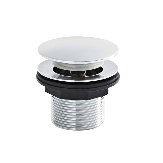 Balterley Bath Push Button Waste, No Overflow, for Baths up to 25mm Thick, Easy Clean Finish - Chrome