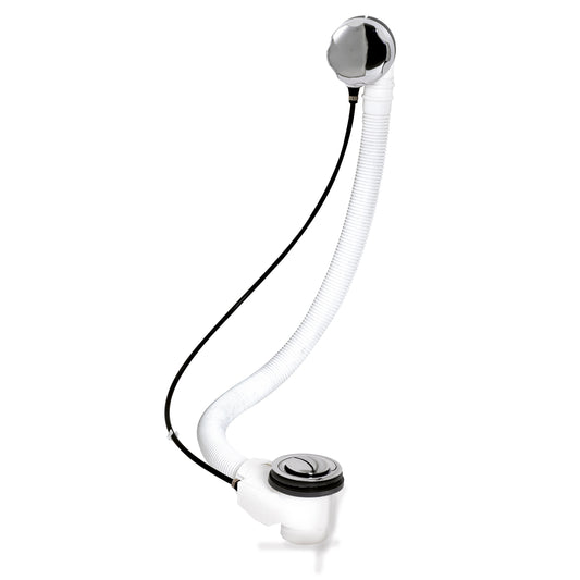 Extended Pop Up Bath Waste & Overflow for Baths up to 10mm Thick - Chrome