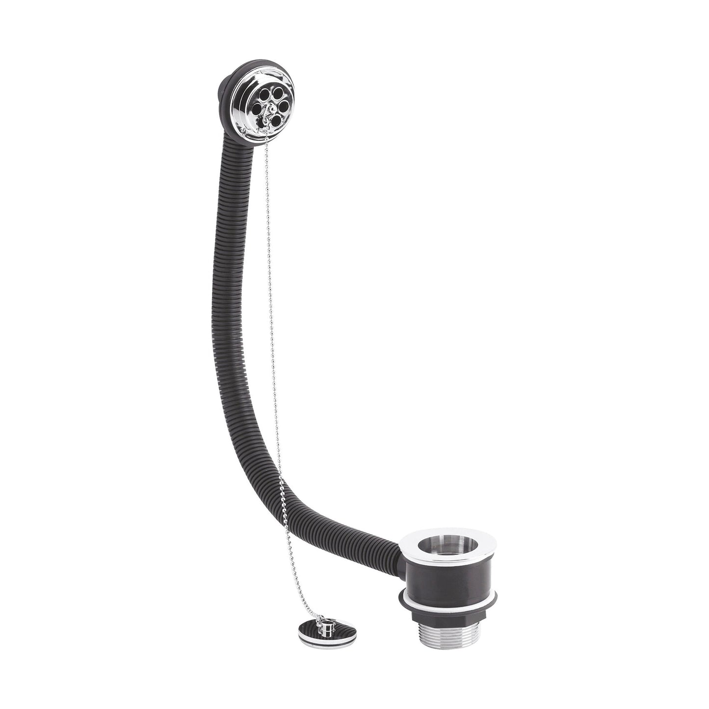 [BASB345] Balterley Bath Waste with Overflow, Brass Plug and Ball Chain, for Baths up to 5mm - Chrome - Cutout