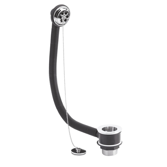 Balterley Bath Waste with Overflow, Brass Plug and Ball Chain, for Baths up to 5mm - Chrome