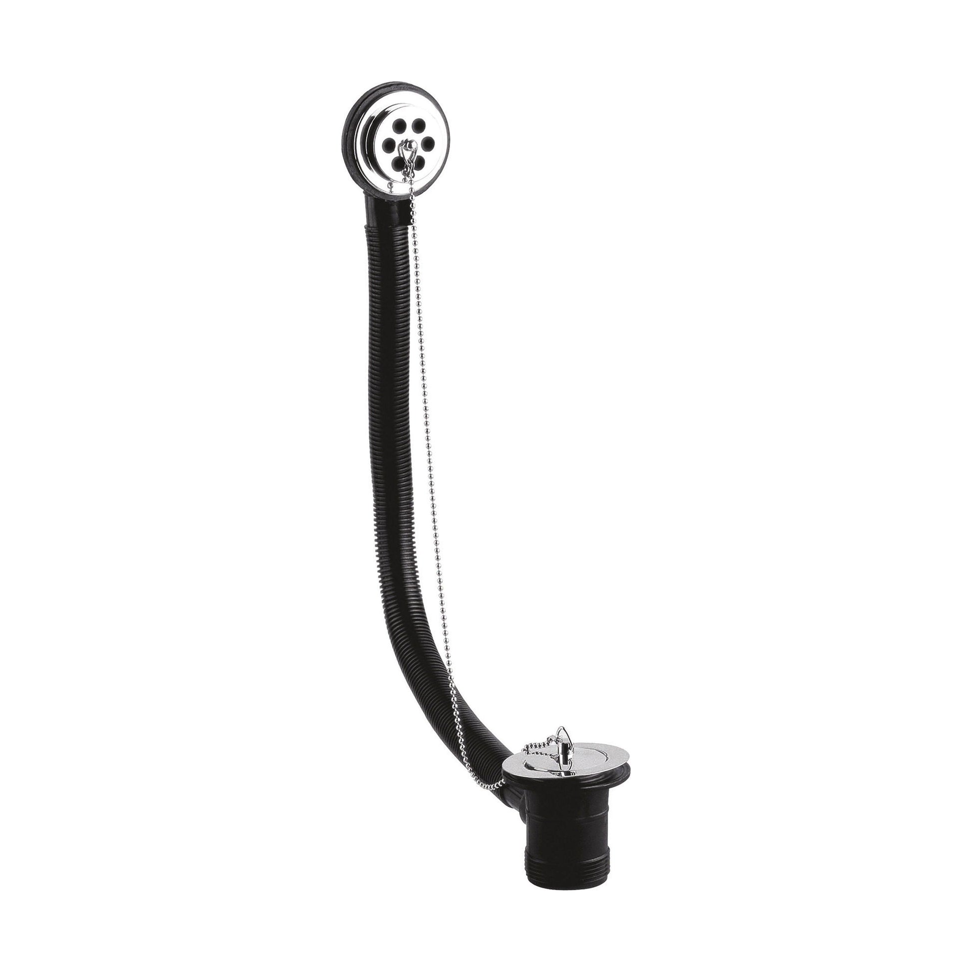 [BASB396] Balterley Bath Waste with Overflow, Poly Plug & Ball Chain, for Baths up to 5mm - Chrome Finish - Cutout