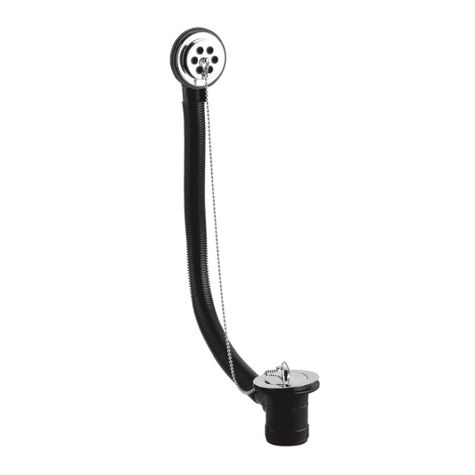 Balterley Bath Waste with Overflow, Poly Plug & Ball Chain, for Baths up to 5mm - Chrome Finish