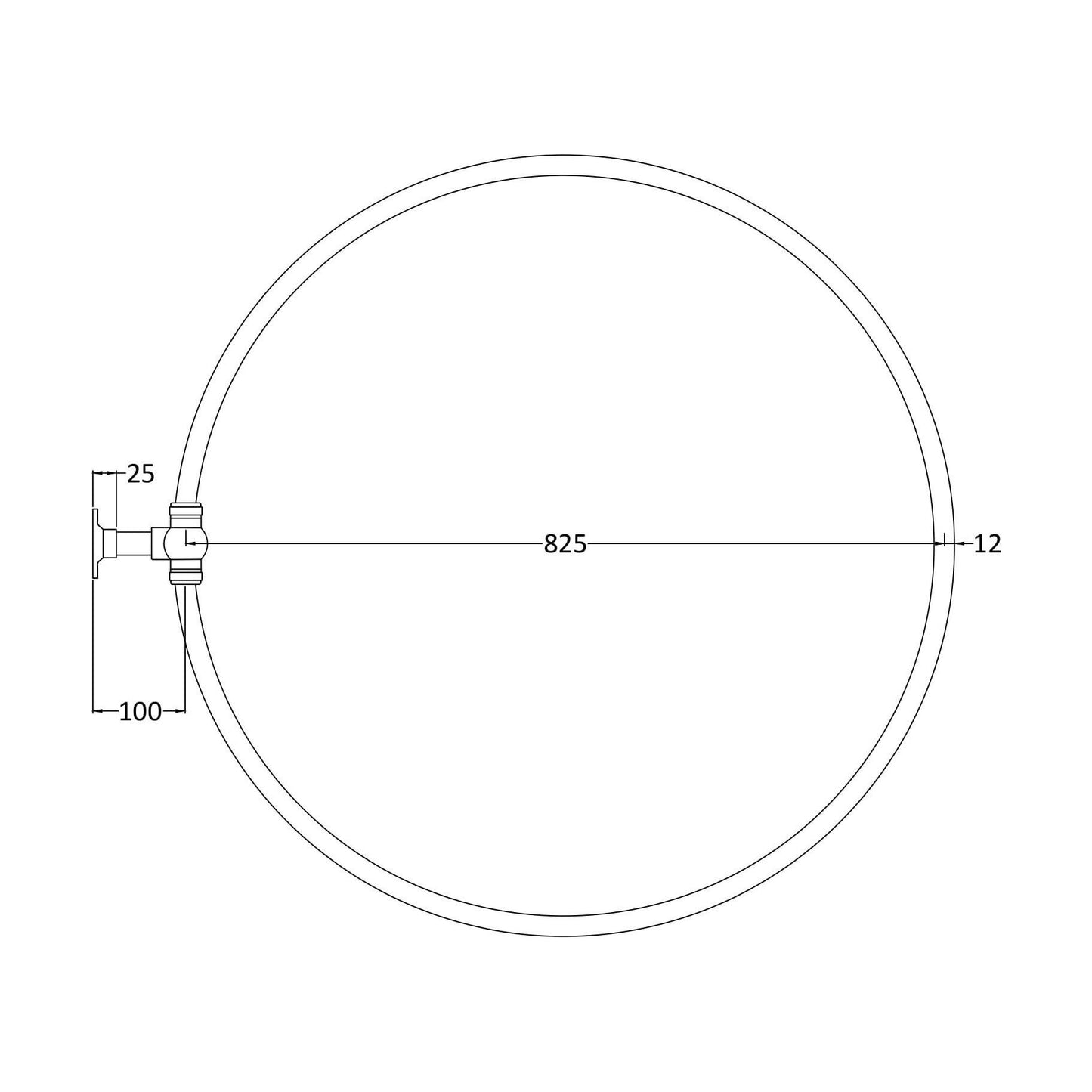 [BASR386] 825mm Round Shower Ring - Technical Drawing