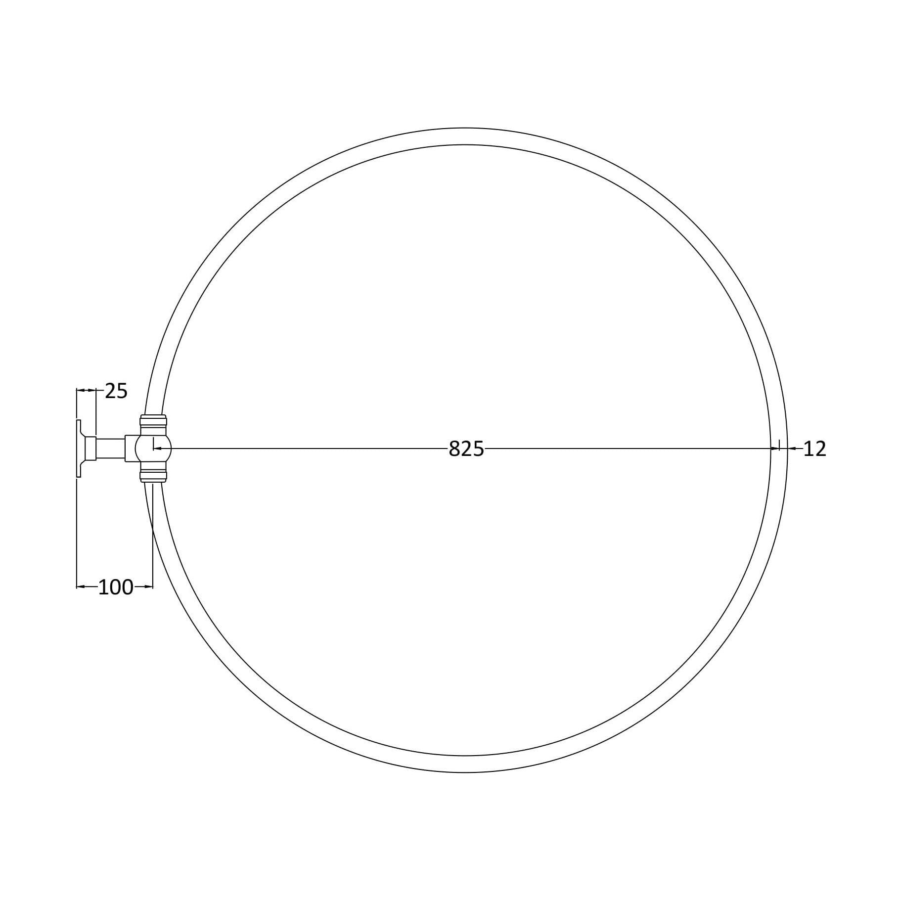 [BASR386] 825mm Round Shower Ring - Technical Drawing