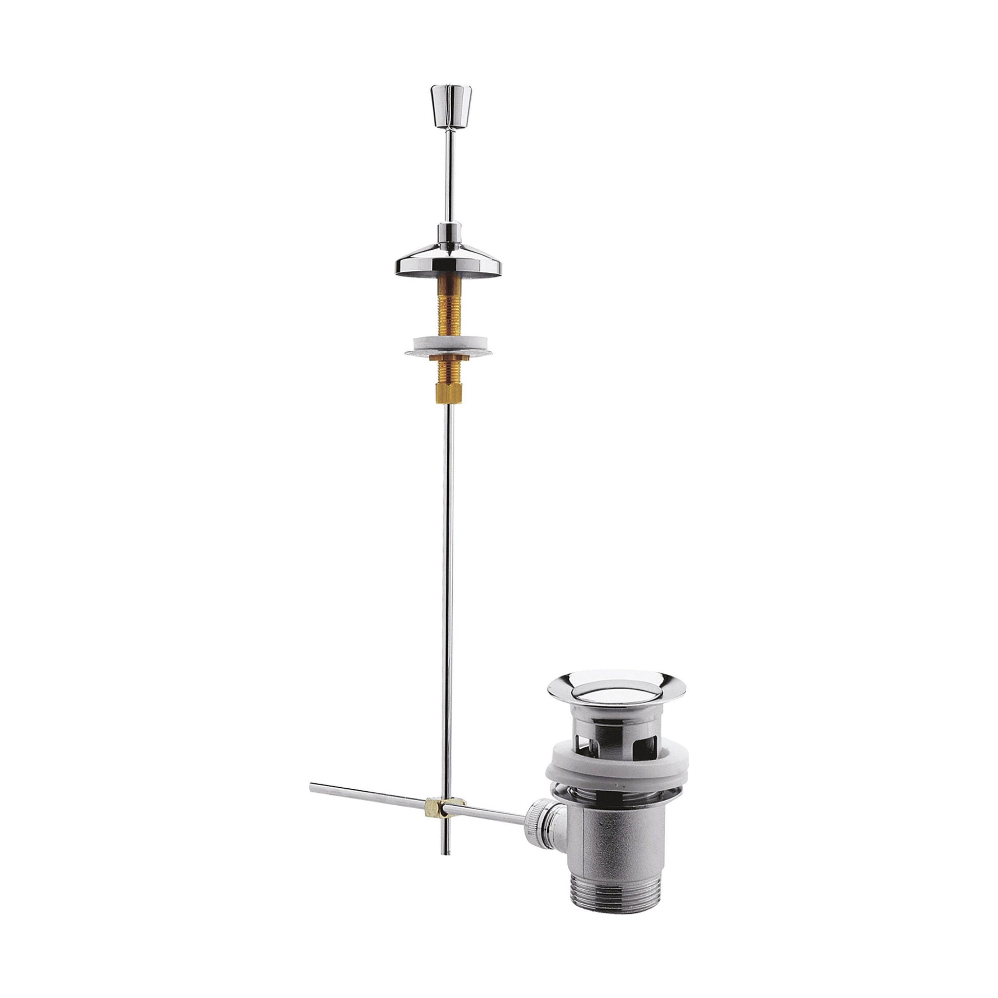 [BASW07] Balterley Round Basin Pop Up Waste, Unslotted Design, Push Button Operation, High Quality Brass Construction, 83mm x 85mm - Chrome - Cutout