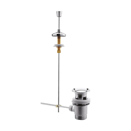 [BASW07] Balterley Round Basin Pop Up Waste, Unslotted Design, Push Button Operation, High Quality Brass Construction, 83mm x 85mm - Chrome - Cutout