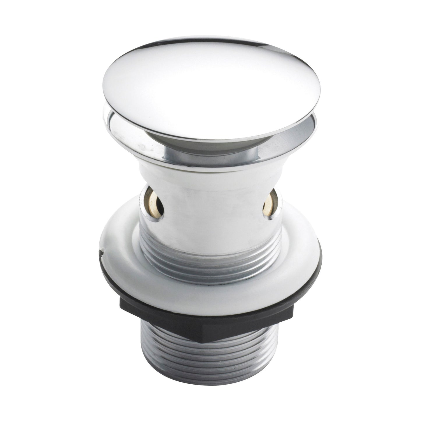[BASW328] Balterley Easyclean Push Button Basin Waste, Slotted, Round Design for Basins with Overflow - Chrome - Cutout