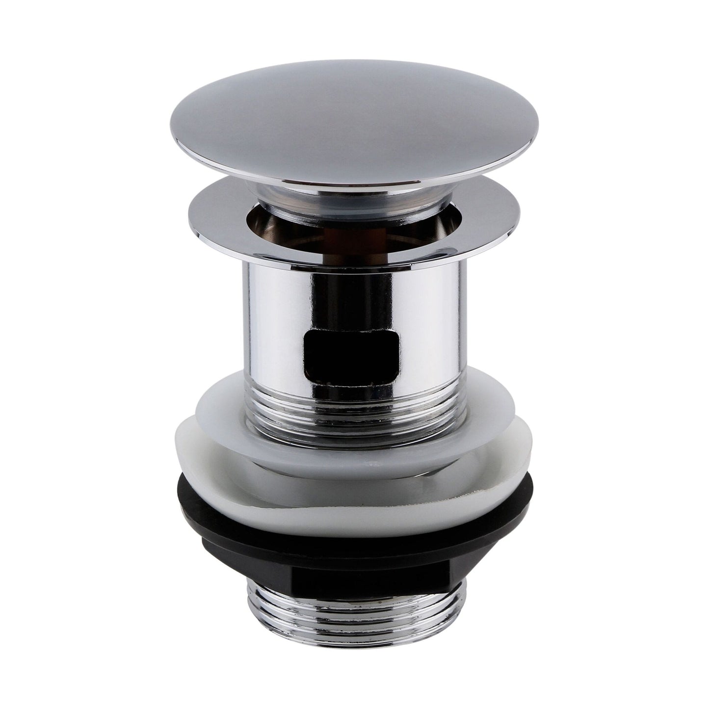 [BASWK03] Round Push Button Basin Waste Slotted - Chrome - Cutout
