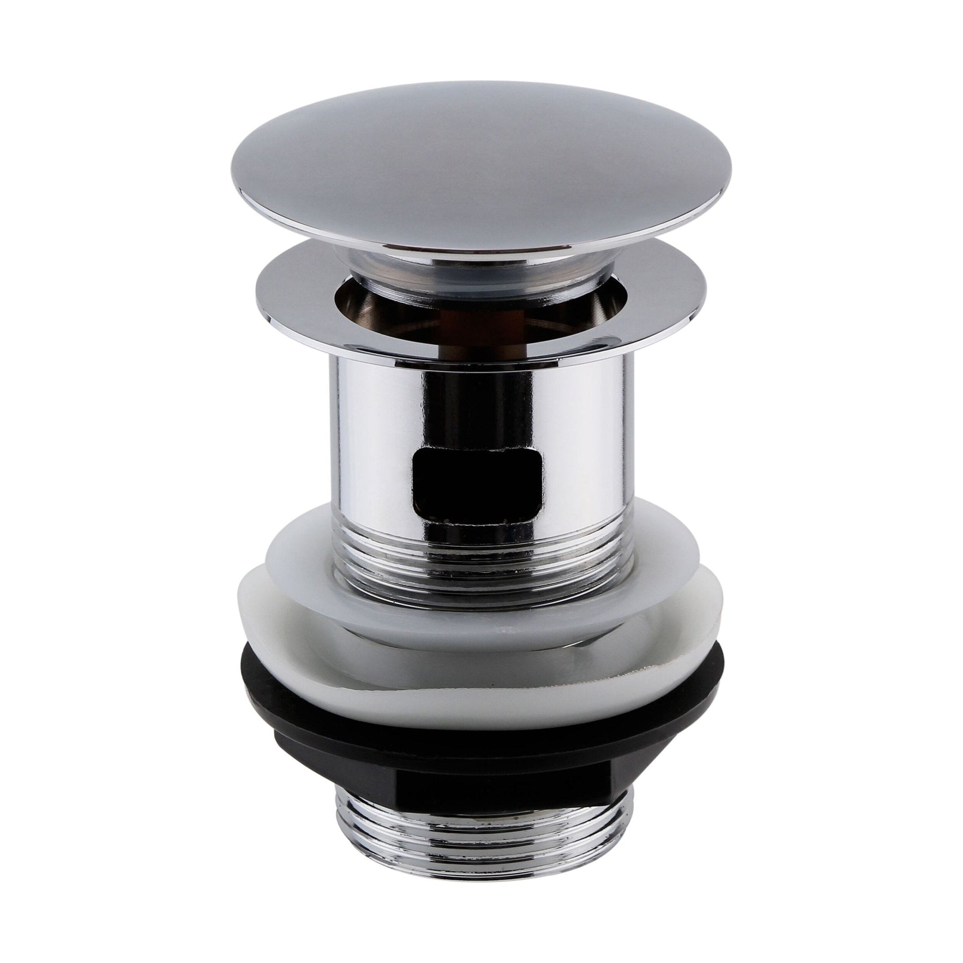[BASWK03] Round Push Button Basin Waste Slotted - Chrome - Cutout