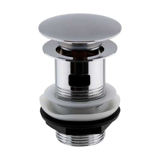 [BASWK03] Round Push Button Basin Waste Slotted - Chrome - Cutout