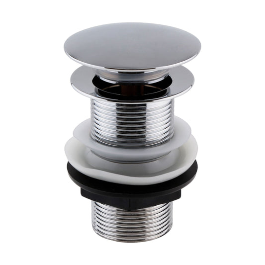 [BASWK04] Round Push Button Basin Waste Unslotted - Chrome - Cutout