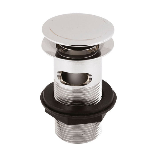 [BASWR07] Round Stainless Steel Push Button Basin Waste Slotted - Chrome - Cutout