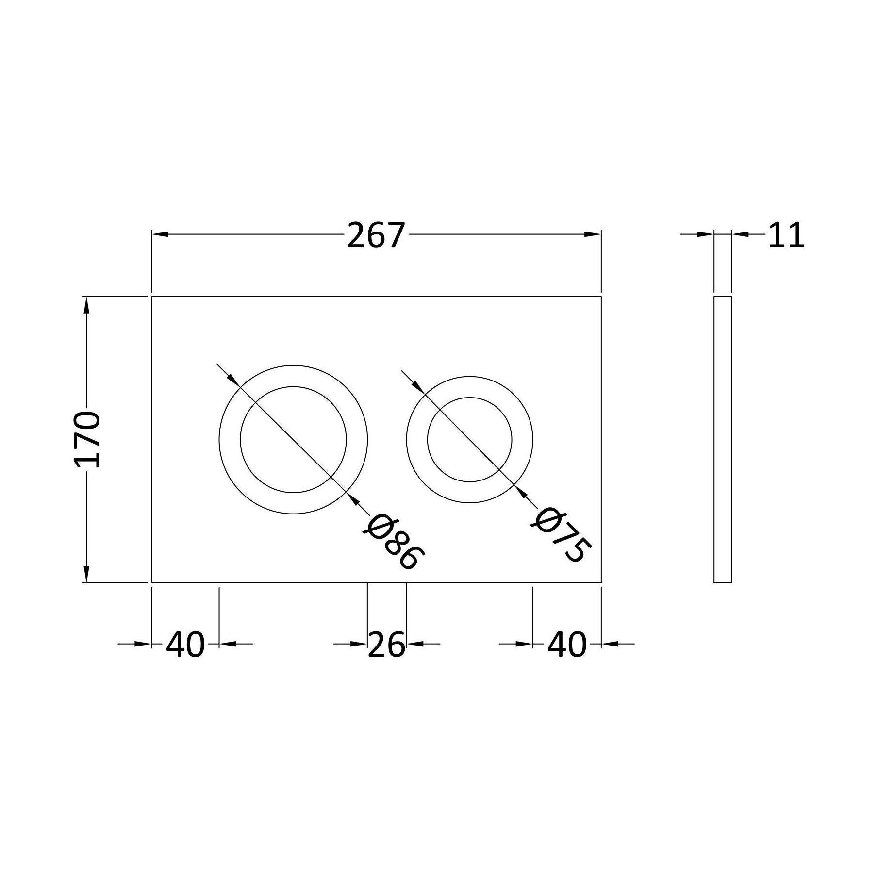 [BAXY009PR8] Round Dual Flush Push Button Brass - Technical Drawing