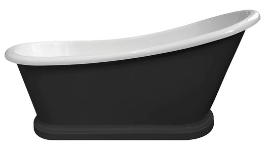 Bayswater Painted 1690mm Matt Black Boat Freestanding Bath