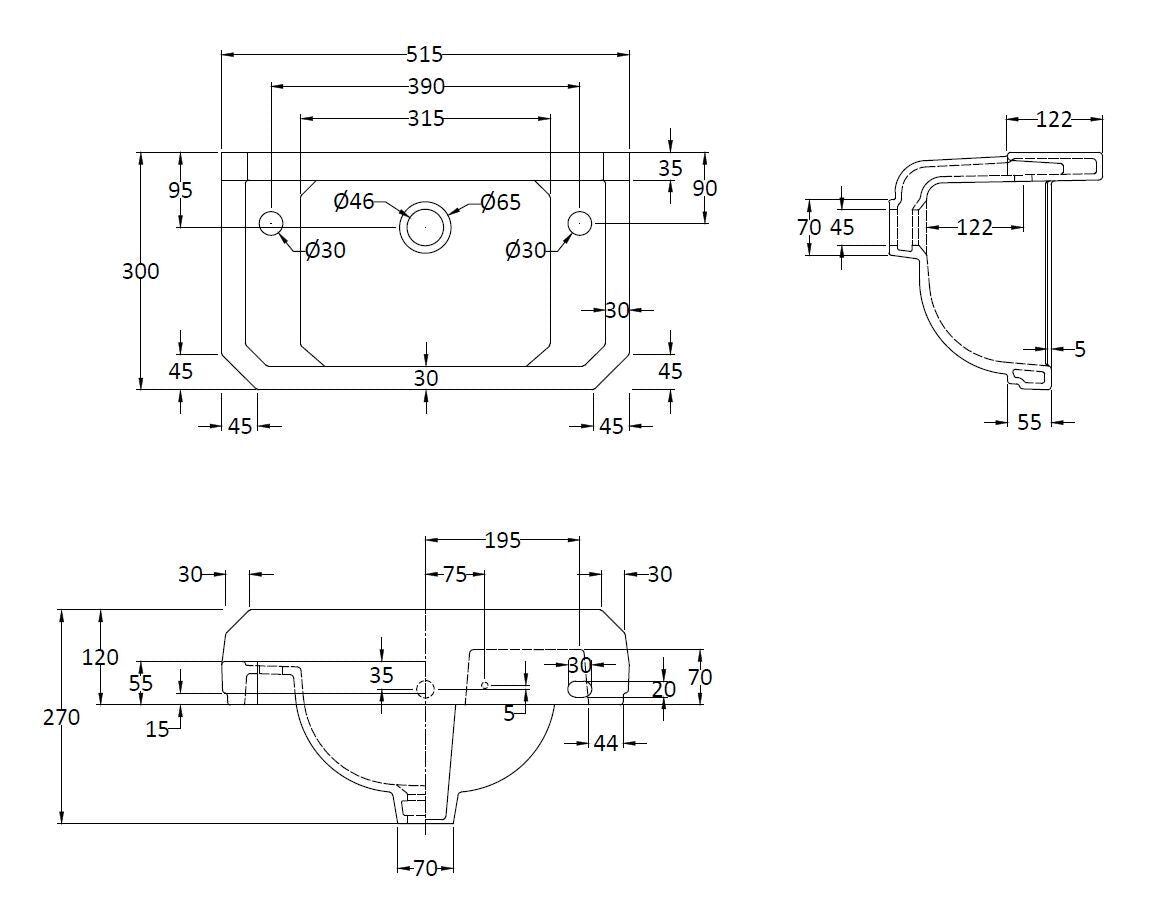 Fitzroy 515mm Cloakroom Basin