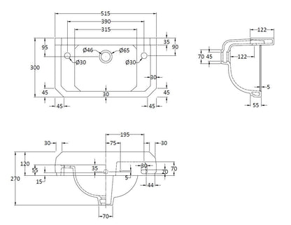 Fitzroy 515mm Cloakroom Basin