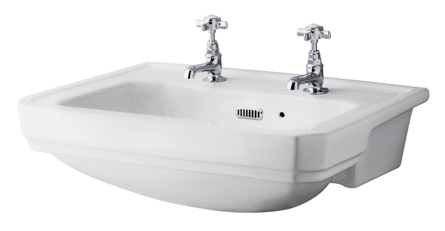 Bayswater 560mm 2 Tap Holes Semi-recessed Basin