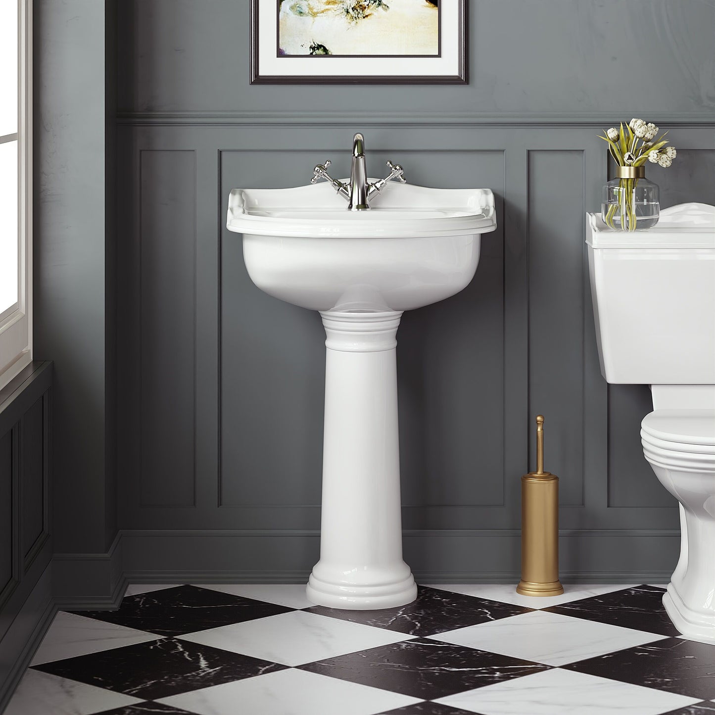 Porchester 600mm Basin 1 Tap Hole, Excluding Pedestal