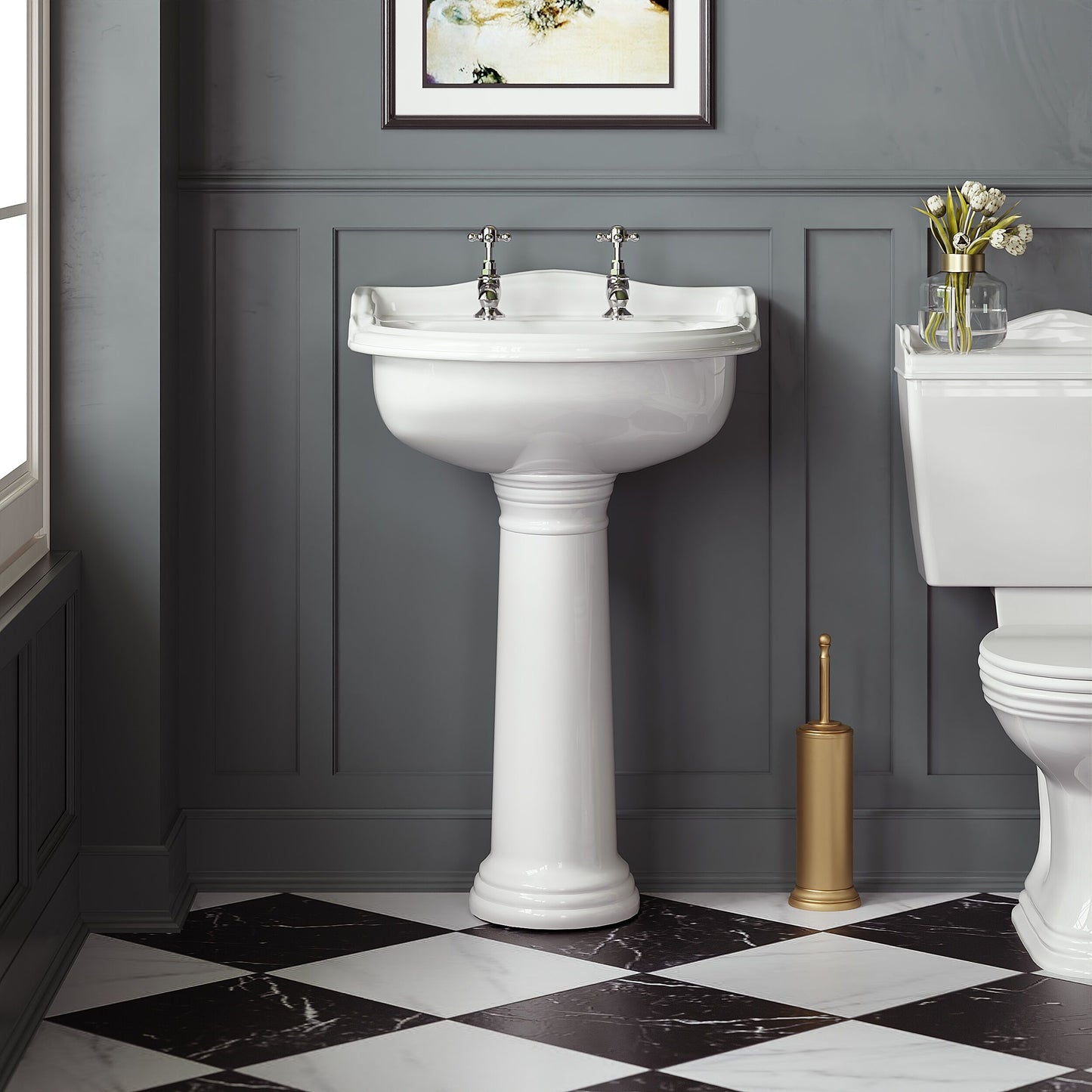 Porchester 600mm Basin 2 Tap Hole, Excluding Pedestal