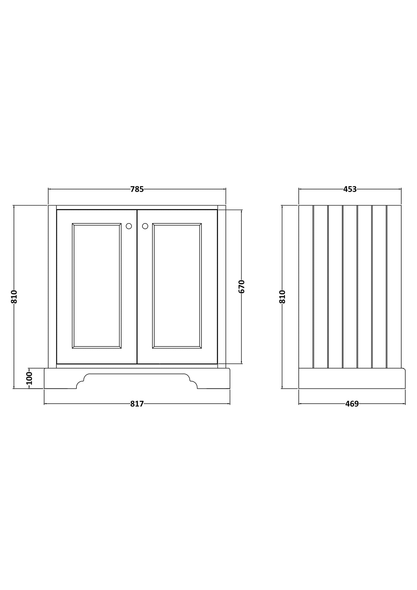 Bayswater 800mm 2-Door Basin Cabinet
