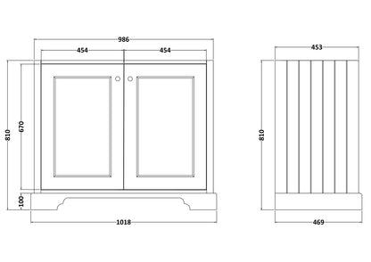 Bayswater 1000mm 2-Door Basin Cabinet